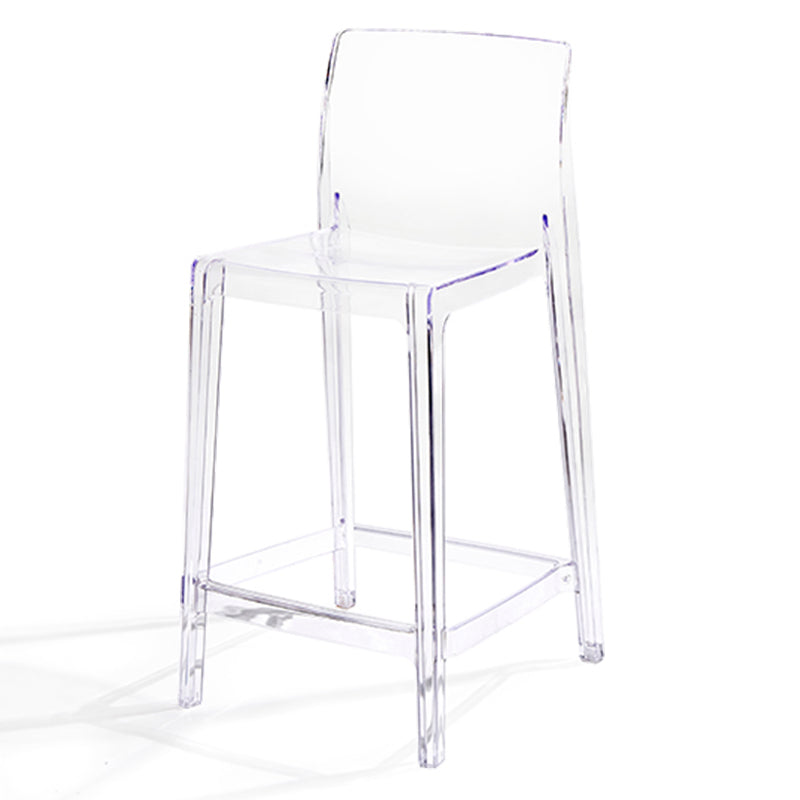 Contemporary Acrylic Low Back Armless Bar Stool with Footrest