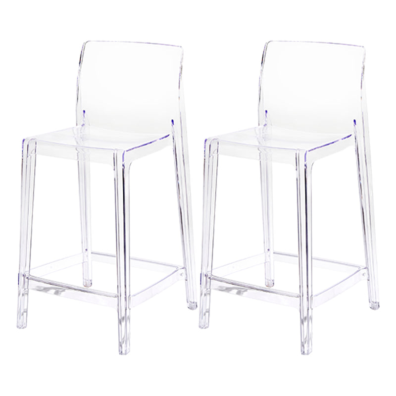 Contemporary Acrylic Low Back Armless Bar Stool with Footrest