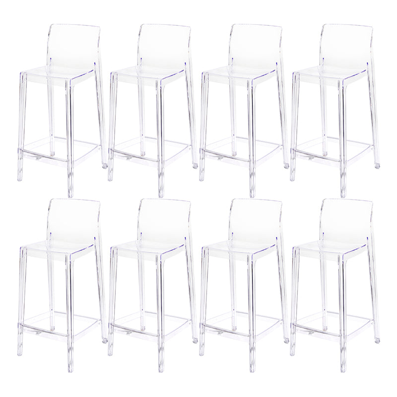 Contemporary Acrylic Low Back Armless Bar Stool with Footrest