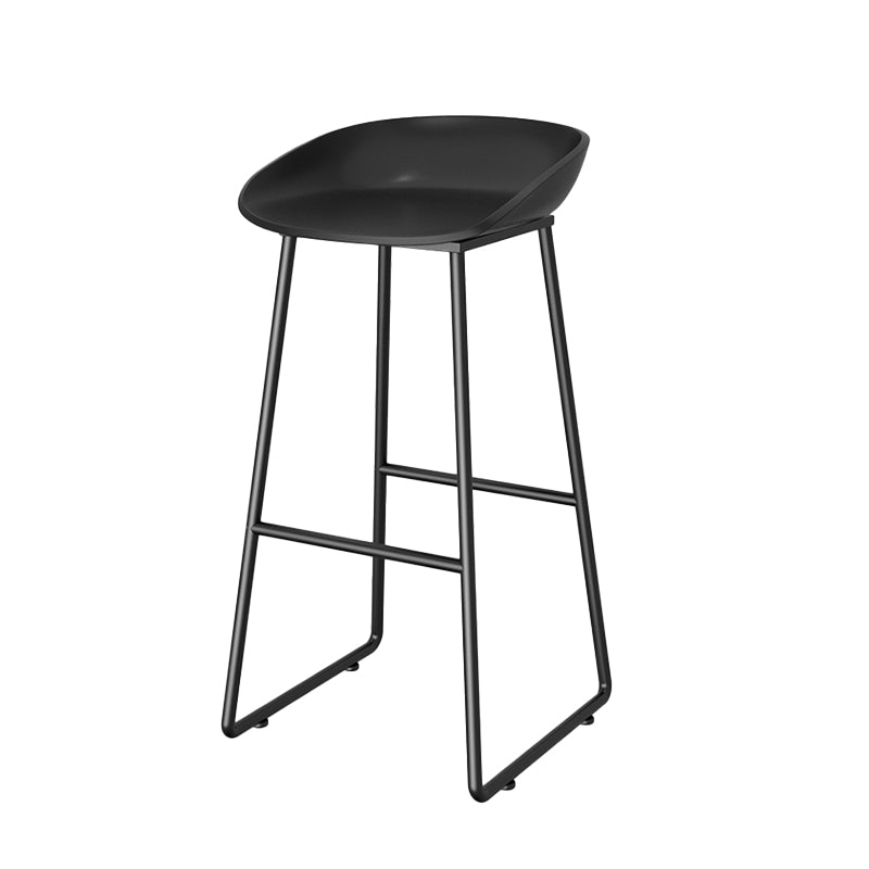 Contemporary Plastic Backrest Counter High Stool with Black Metal Base