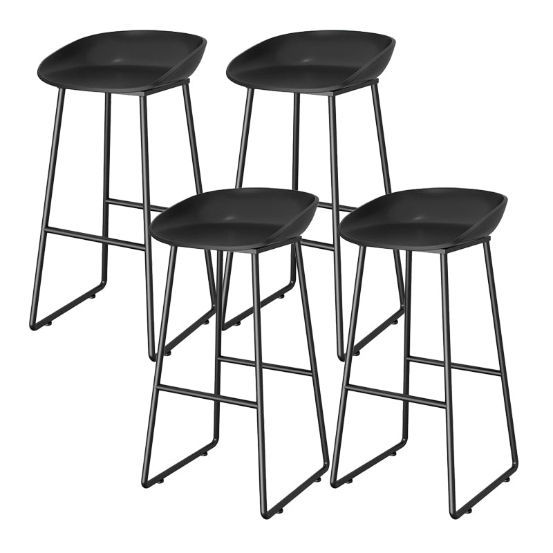 Contemporary Plastic Backrest Counter High Stool with Black Metal Base