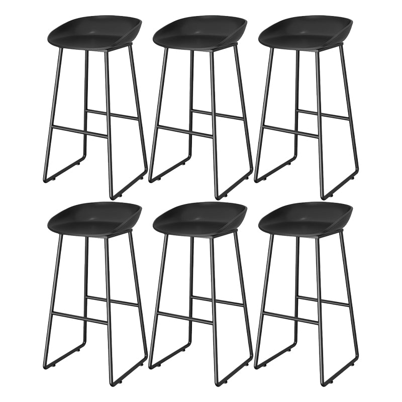 Contemporary Plastic Backrest Counter High Stool with Black Metal Base