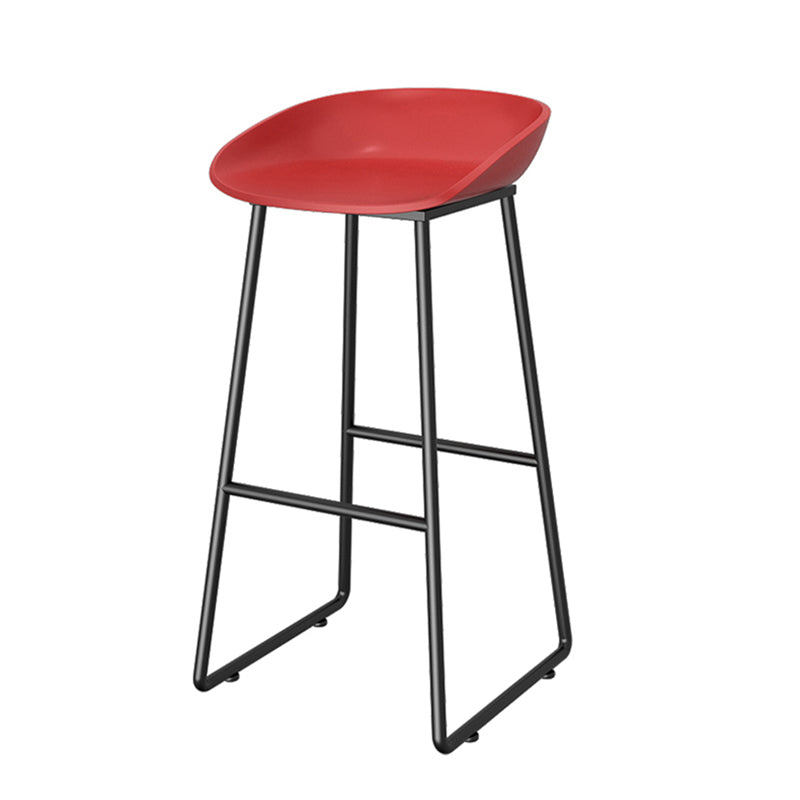 Contemporary Plastic Backrest Counter High Stool with Black Metal Base