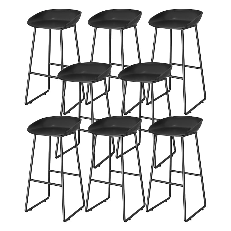 Contemporary Plastic Backrest Counter High Stool with Black Metal Base