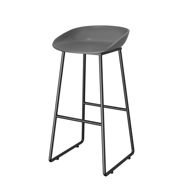 Contemporary Plastic Backrest Counter High Stool with Black Metal Base