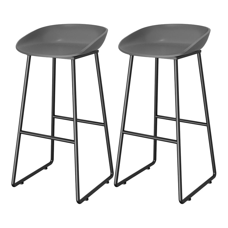 Contemporary Plastic Backrest Counter High Stool with Black Metal Base