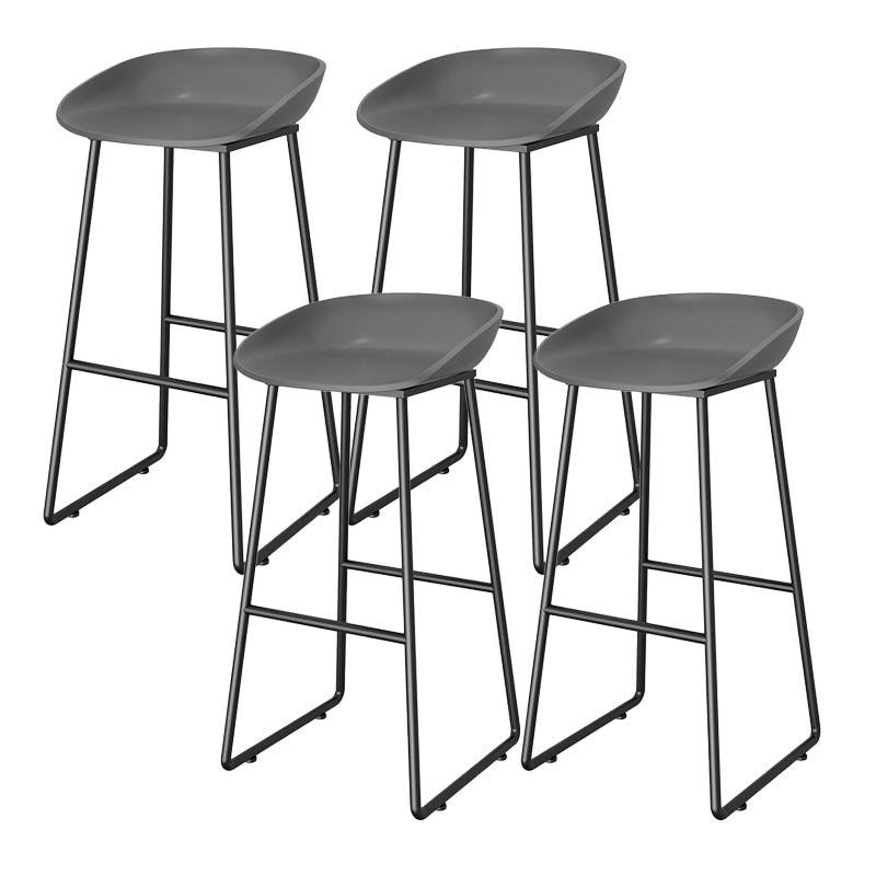 Contemporary Plastic Backrest Counter High Stool with Black Metal Base