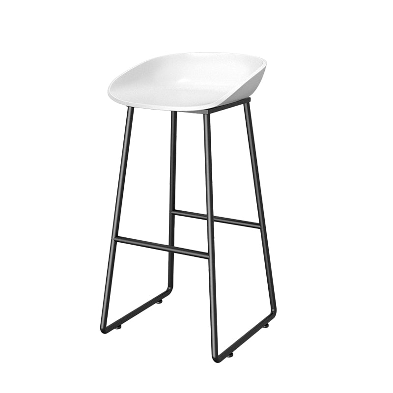 Contemporary Plastic Backrest Counter High Stool with Black Metal Base