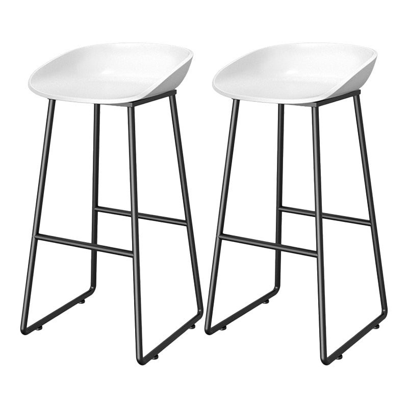 Contemporary Plastic Backrest Counter High Stool with Black Metal Base