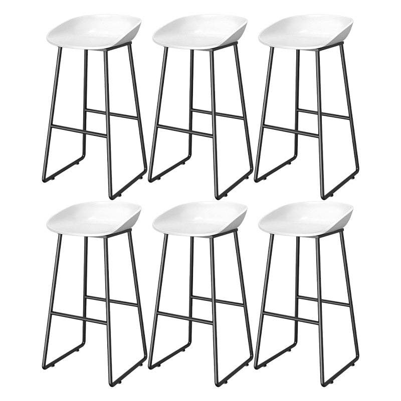 Contemporary Plastic Backrest Counter High Stool with Black Metal Base