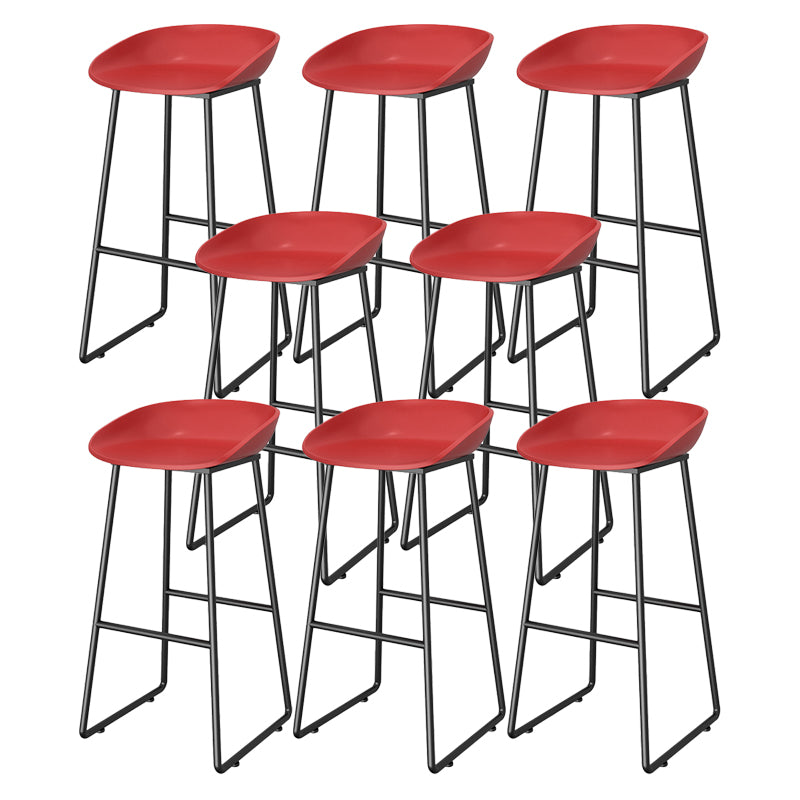 Contemporary Plastic Backrest Counter High Stool with Black Metal Base