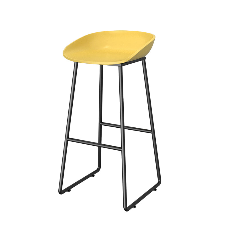 Contemporary Plastic Backrest Counter High Stool with Black Metal Base