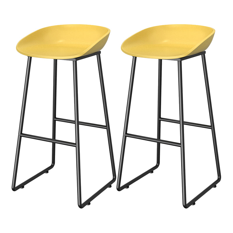 Contemporary Plastic Backrest Counter High Stool with Black Metal Base