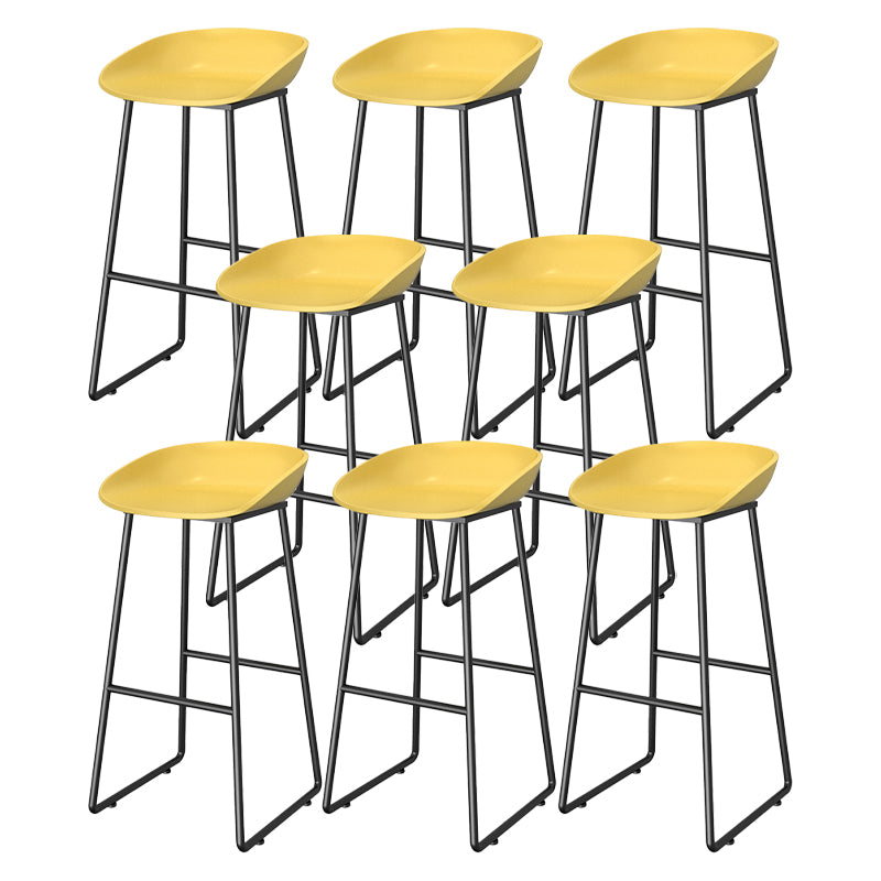 Contemporary Plastic Backrest Counter High Stool with Black Metal Base