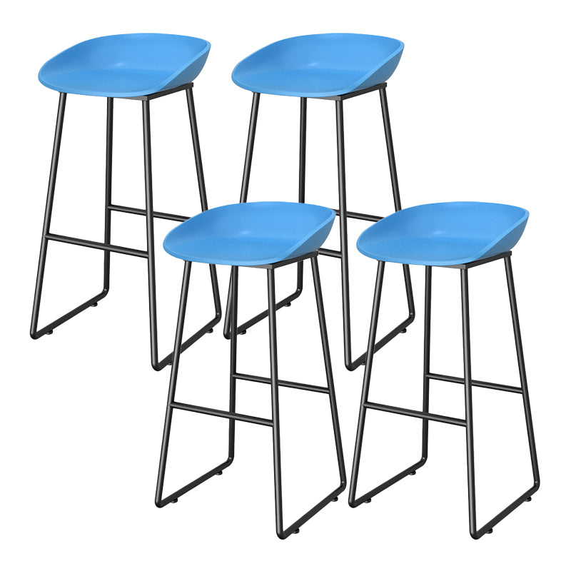 Contemporary Plastic Backrest Counter High Stool with Black Metal Base