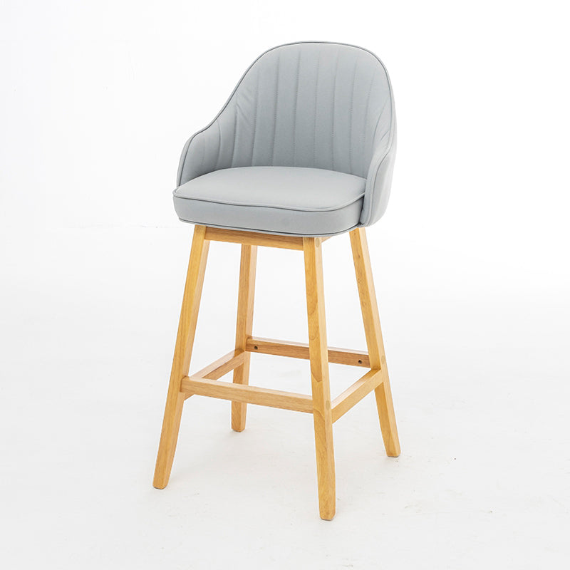 Bucket Upholstered Solid Wood Indoor Bar Stools with Footrest