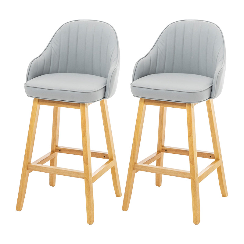 Bucket Upholstered Solid Wood Indoor Bar Stools with Footrest