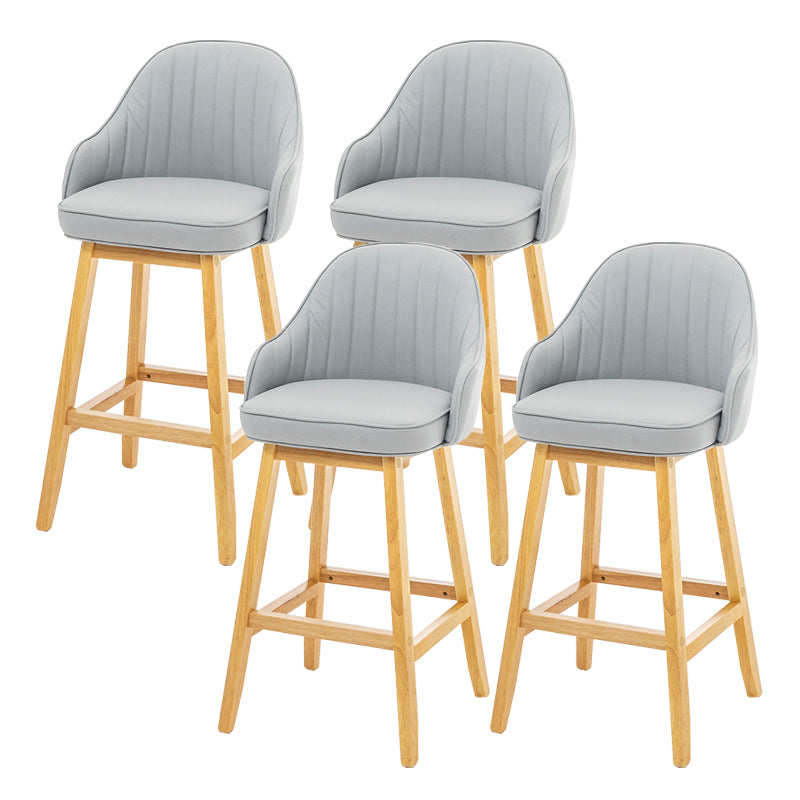 Bucket Upholstered Solid Wood Indoor Bar Stools with Footrest