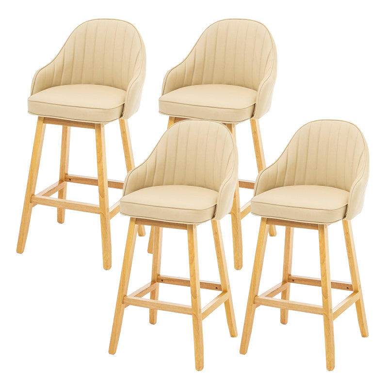 Bucket Upholstered Solid Wood Indoor Bar Stools with Footrest