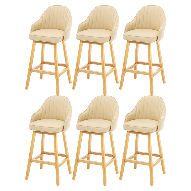 Bucket Upholstered Solid Wood Indoor Bar Stools with Footrest