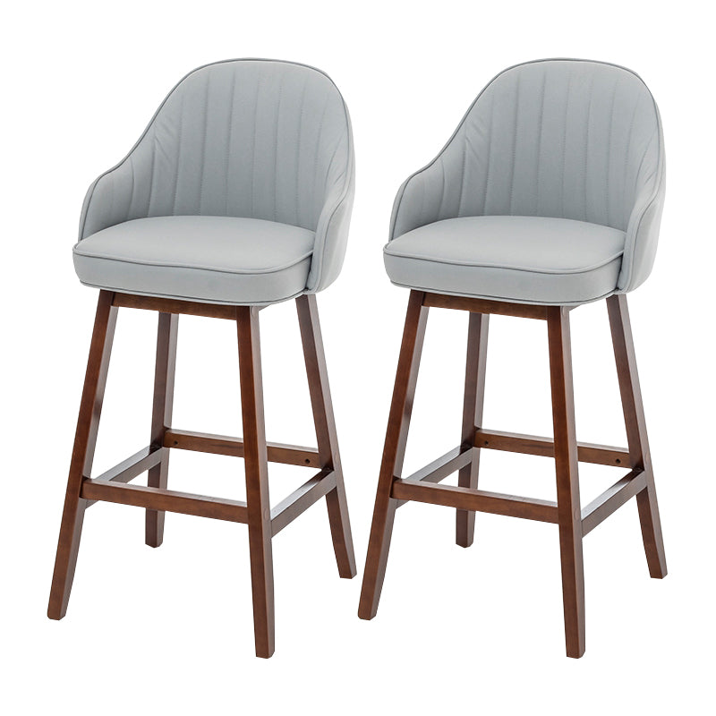 Bucket Upholstered Solid Wood Indoor Bar Stools with Footrest