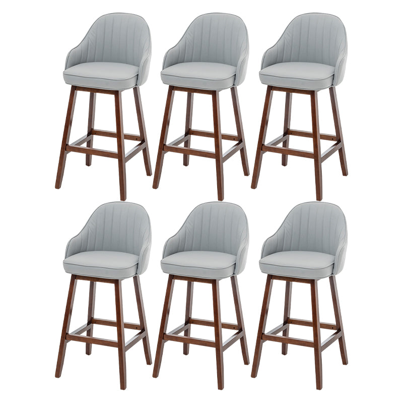 Bucket Upholstered Solid Wood Indoor Bar Stools with Footrest