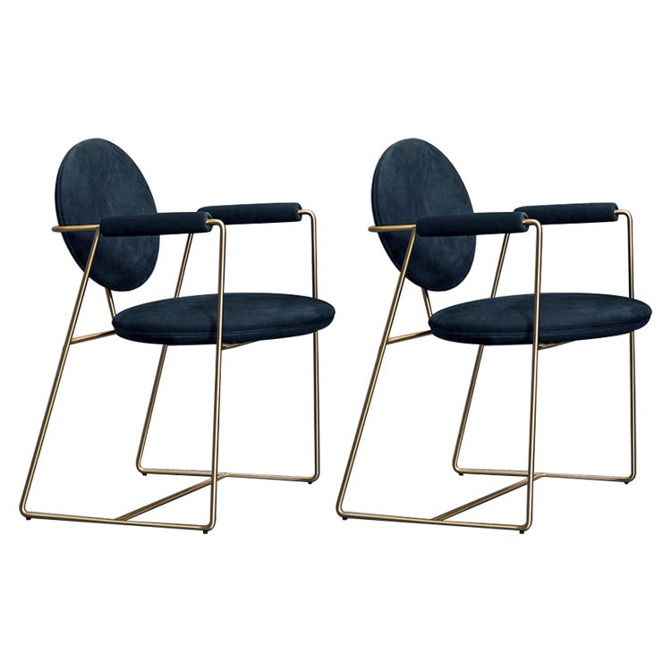 Blue and Gold Contemporary Faux Leather Dining Accent Chair for Home