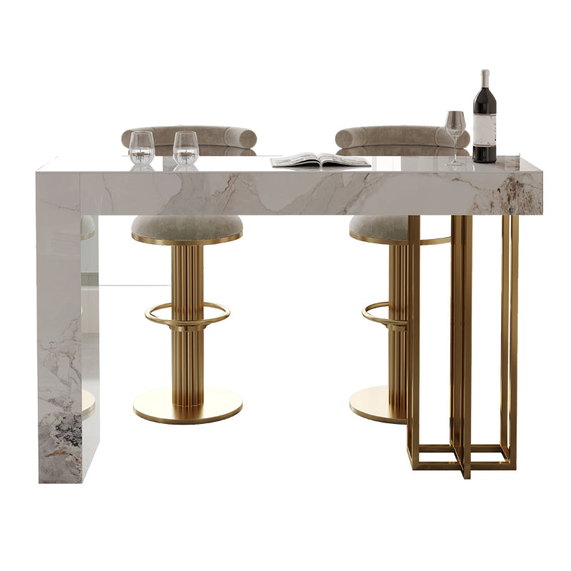 1/2/3 Pieces Glam Rectangle Sintered Stone Bar Table with High Stools