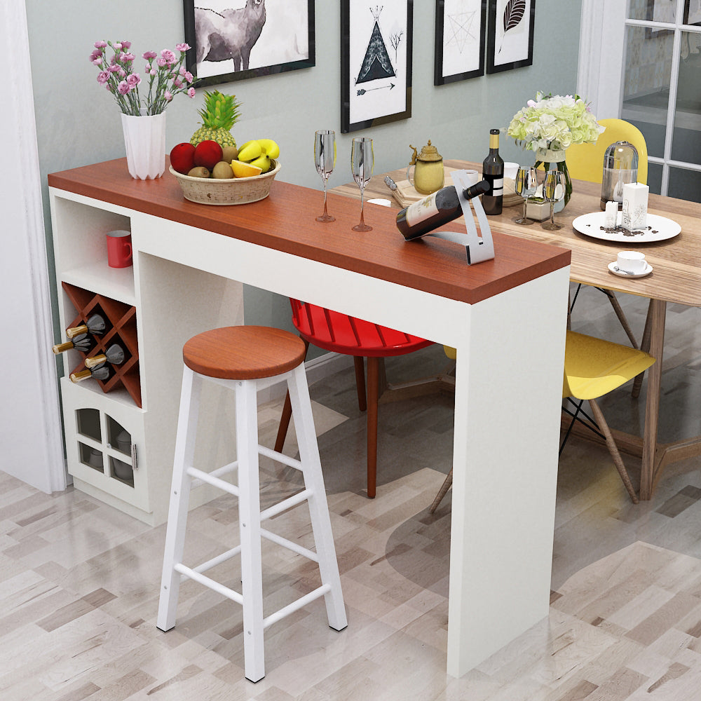 Contemporary Double Pedestal Rectangle Bar Table for Kitchen Dining Room