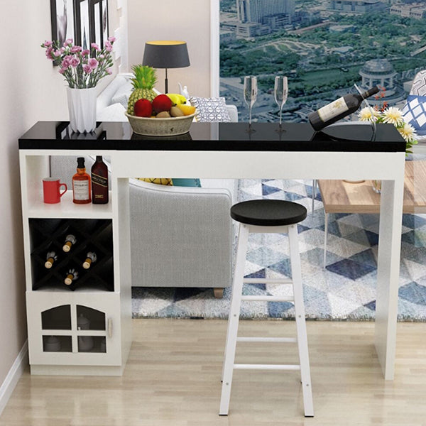 Contemporary Double Pedestal Rectangle Bar Table for Kitchen Dining Room