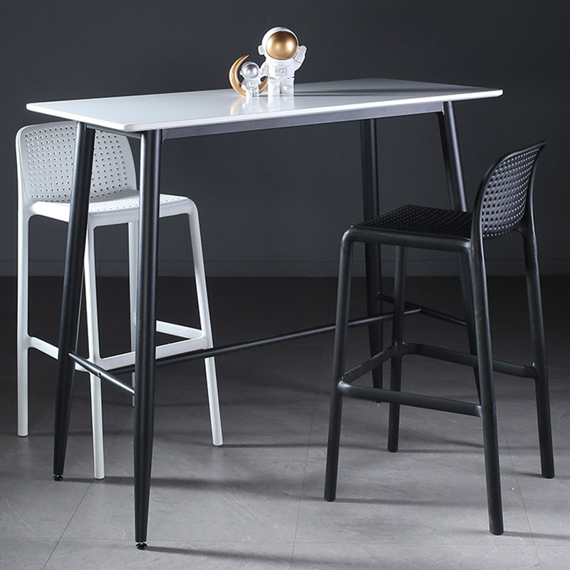 Indoor Modern Rectangle Trestle Bar Dining Table with Metal Legs