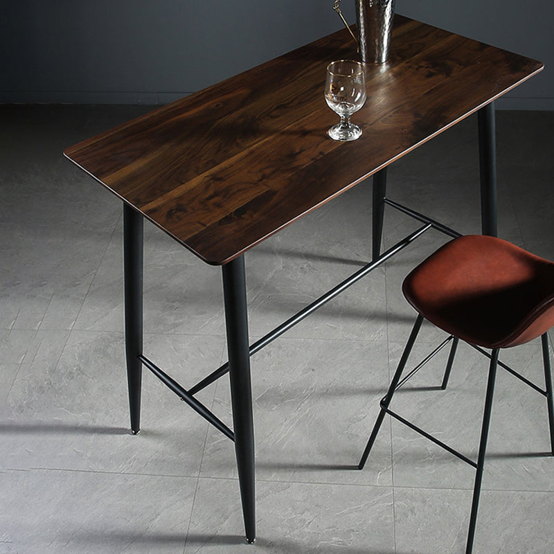 Indoor Modern Rectangle Trestle Bar Dining Table with Metal Legs