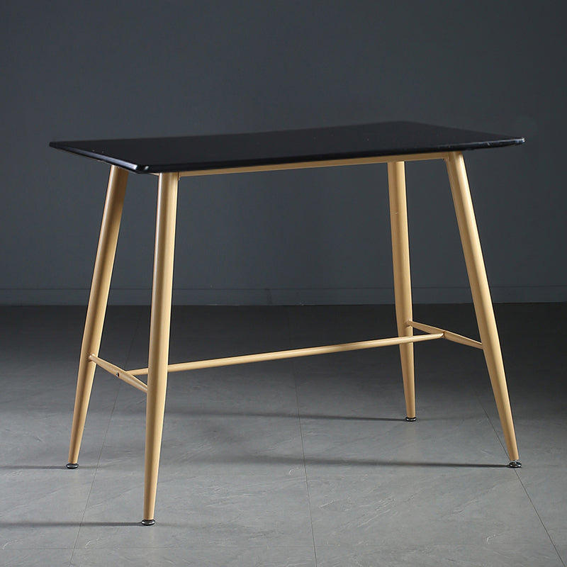 Indoor Modern Rectangle Trestle Bar Dining Table with Metal Legs