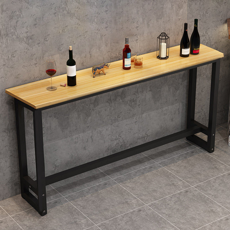 Indoor Modern Rectangle Trestle Bar Dining Table in Metal and Wood