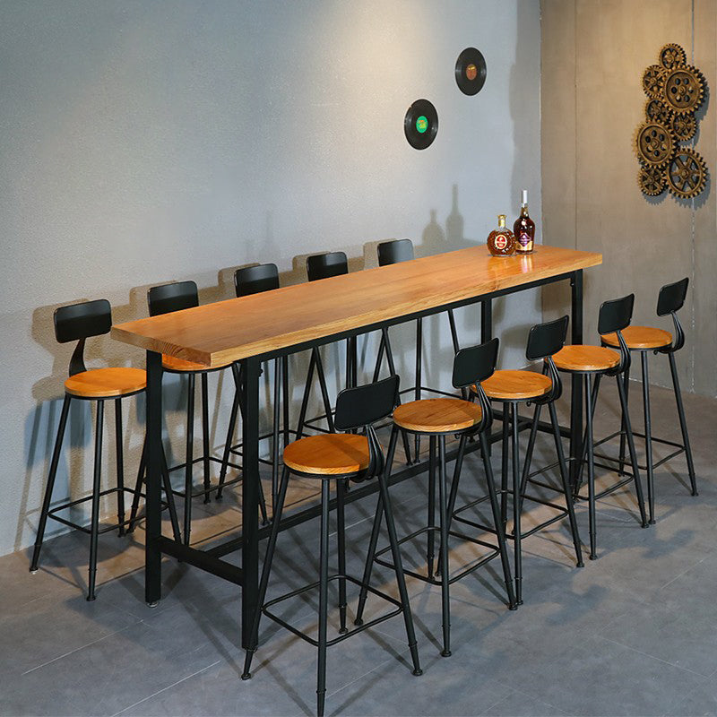 Industrial Indoor Rectangle Trestle Bar Table in Metal and Wood