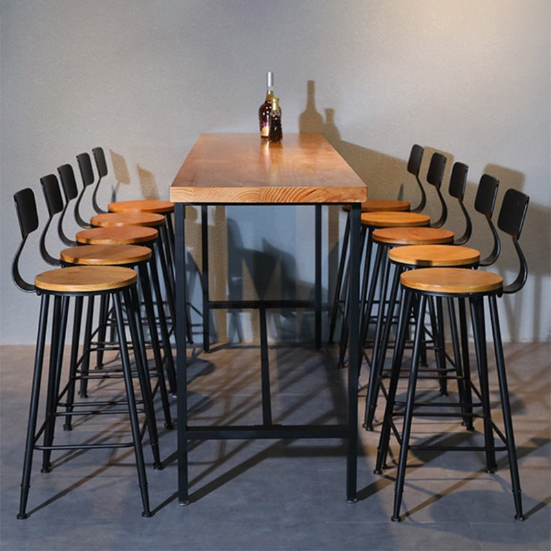 Industrial Indoor Rectangle Trestle Bar Table in Metal and Wood