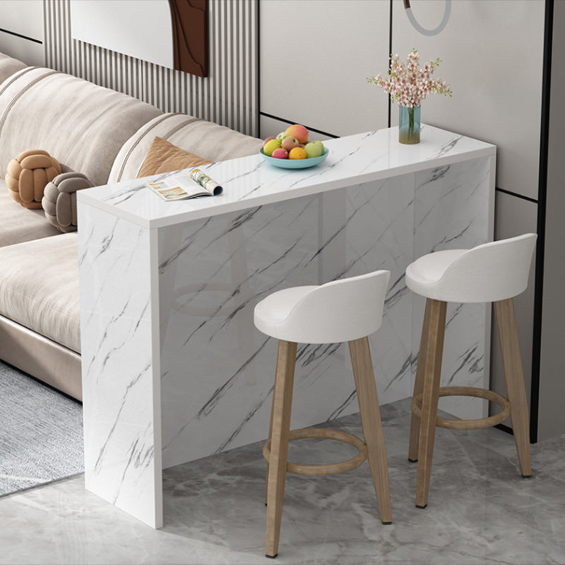 Modern Living Room Rectangle Wooden Top Pedestal Bar Dining Table