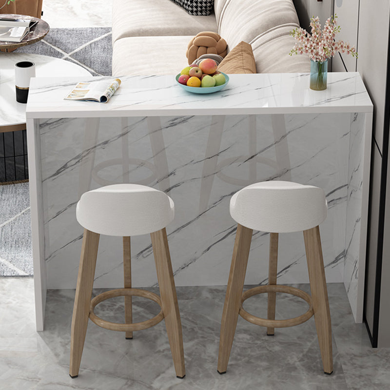 Modern Living Room Rectangle Wooden Top Pedestal Bar Dining Table