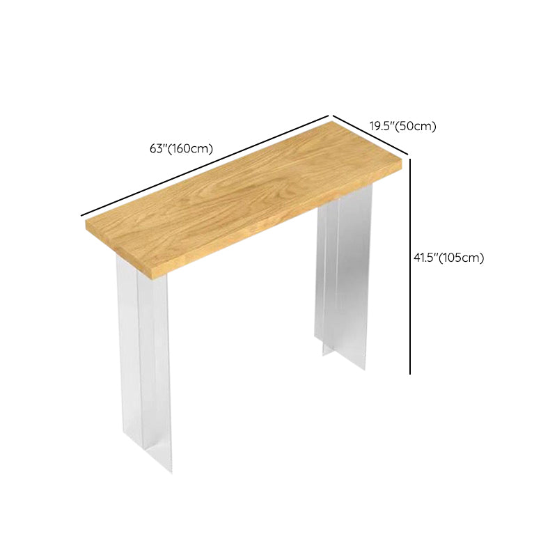 Contemporary Solid Wood Acrylic Base Bar Table for Kitchen Dining Room