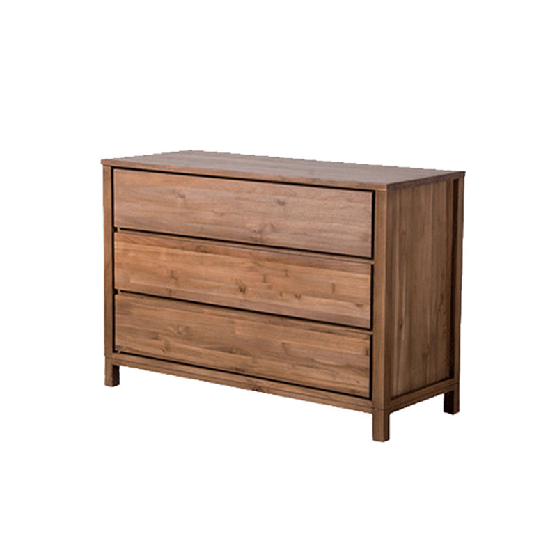 Contemporary Brown Solid Wood Kitchen Island Table with 3 Drawers