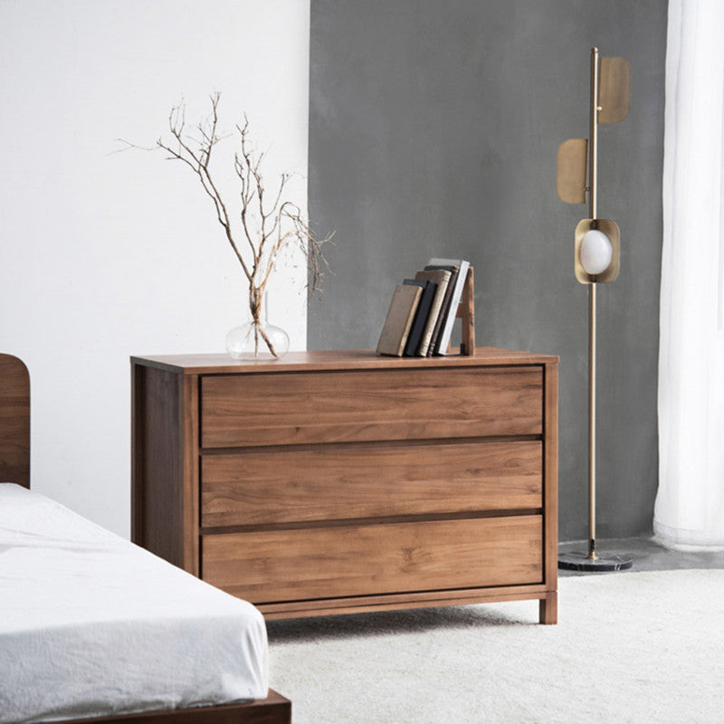 Contemporary Brown Solid Wood Kitchen Island Table with 3 Drawers