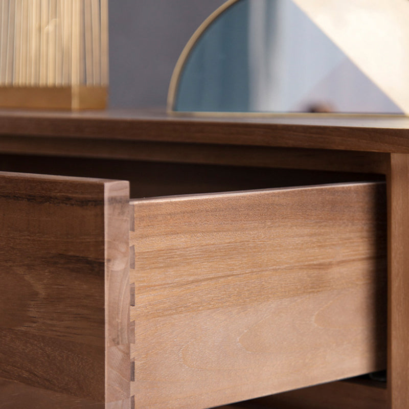 Contemporary Brown Solid Wood Kitchen Island Table with 3 Drawers