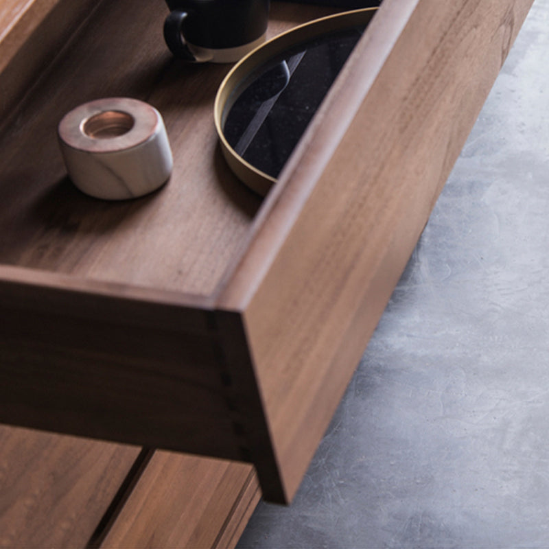 Contemporary Brown Solid Wood Kitchen Island Table with 3 Drawers