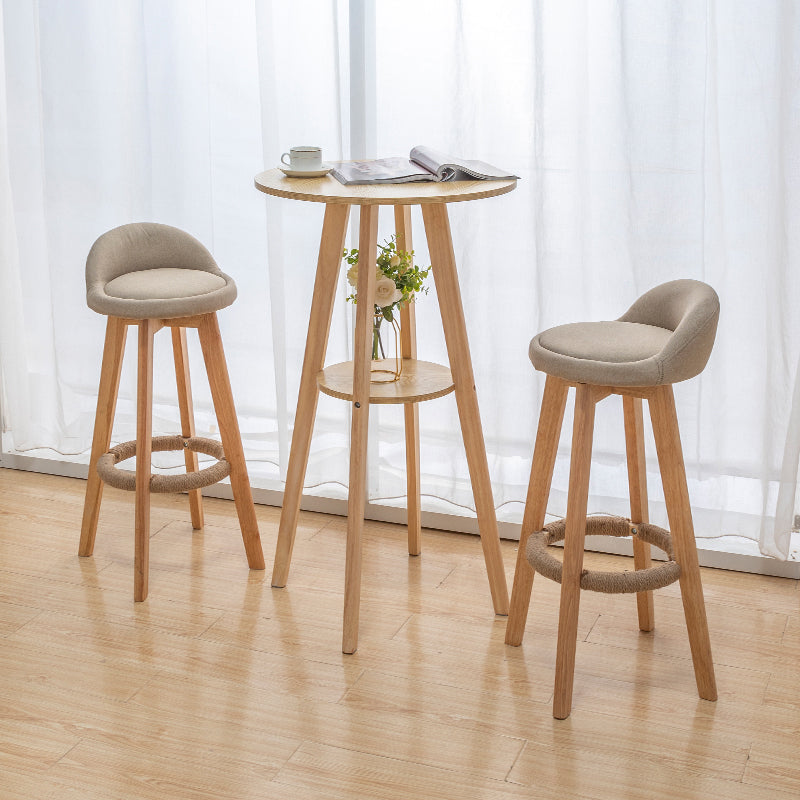 1/3 Pieces Modern Solid Wood Round Pub Table with High Stools