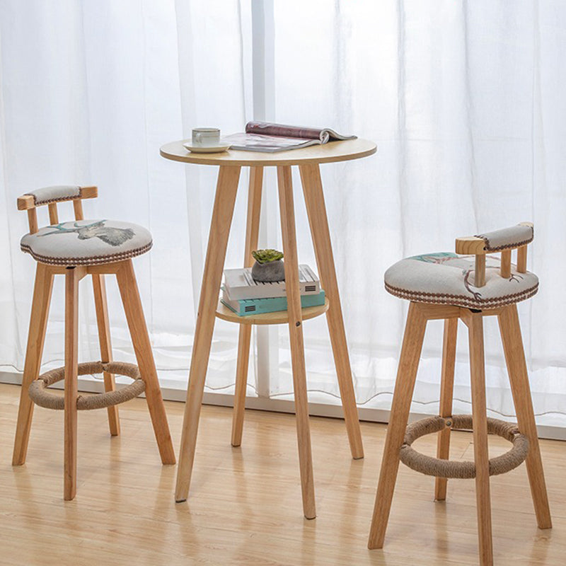 1/3 Pieces Modern Solid Wood Round Pub Table with High Stools