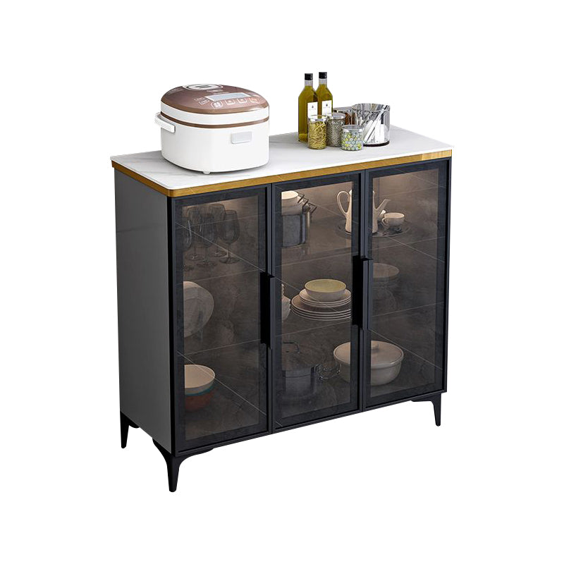 Modern Style Glass Doors Wood Sideboard Cabinet with Cabinets