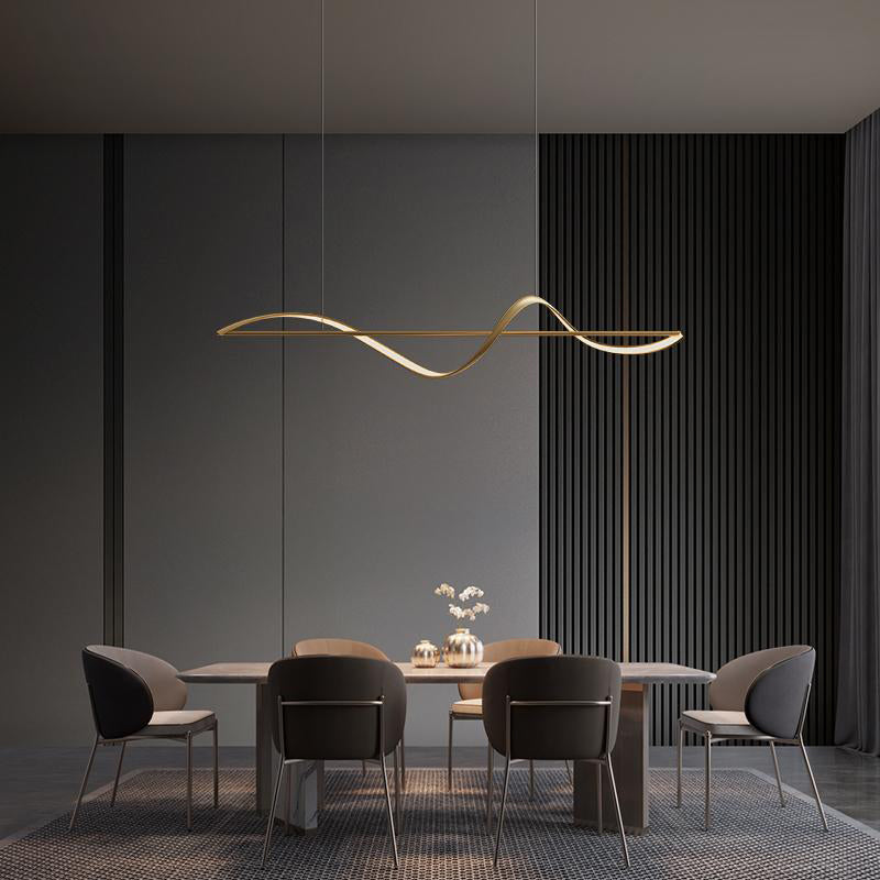 Minimalism Twist LED Hanging Pendant Lights in Gold for Dining Room