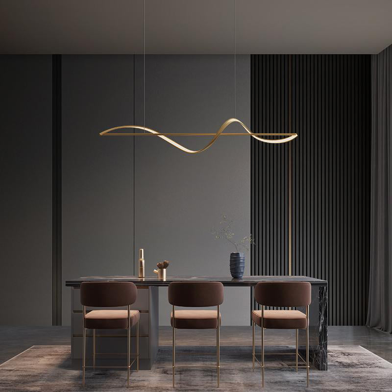 Minimalism Twist LED Hanging Pendant Lights in Gold for Dining Room