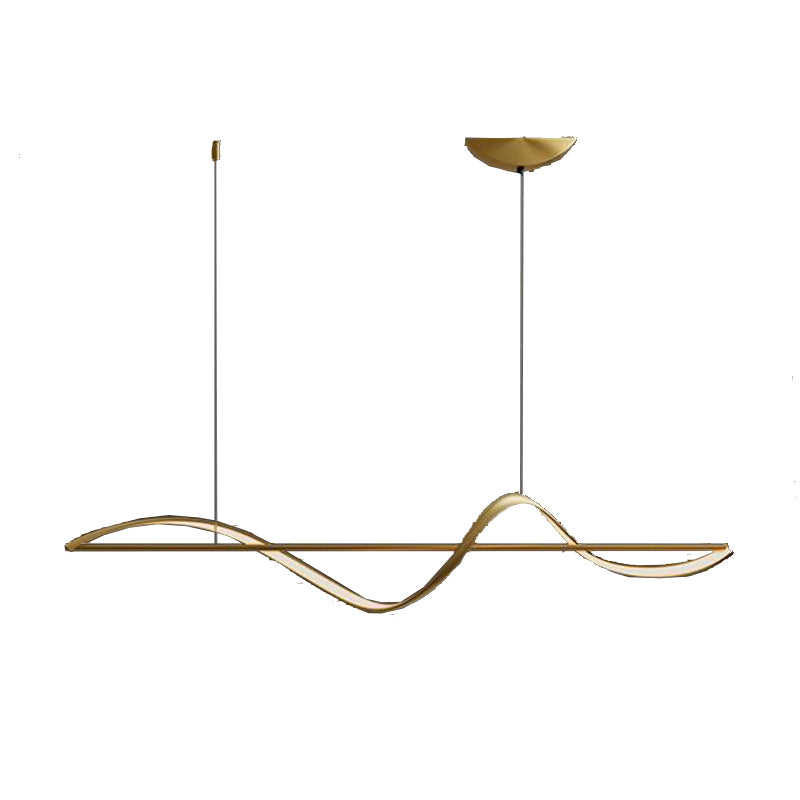 Minimalism Twist LED Hanging Pendant Lights in Gold for Dining Room