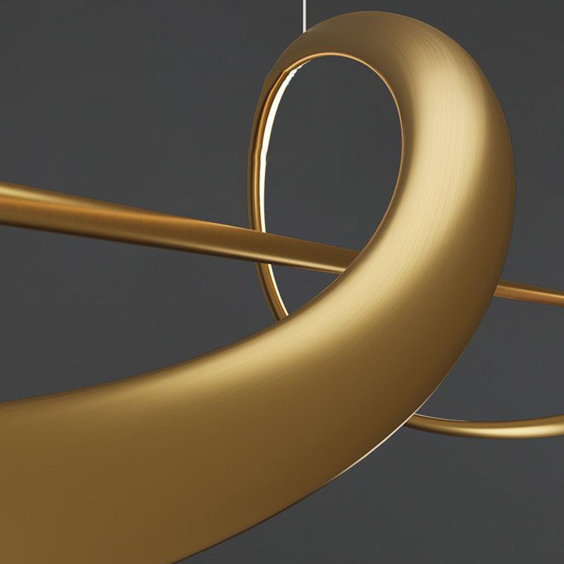 Minimalism Twist LED Hanging Pendant Lights in Gold for Dining Room